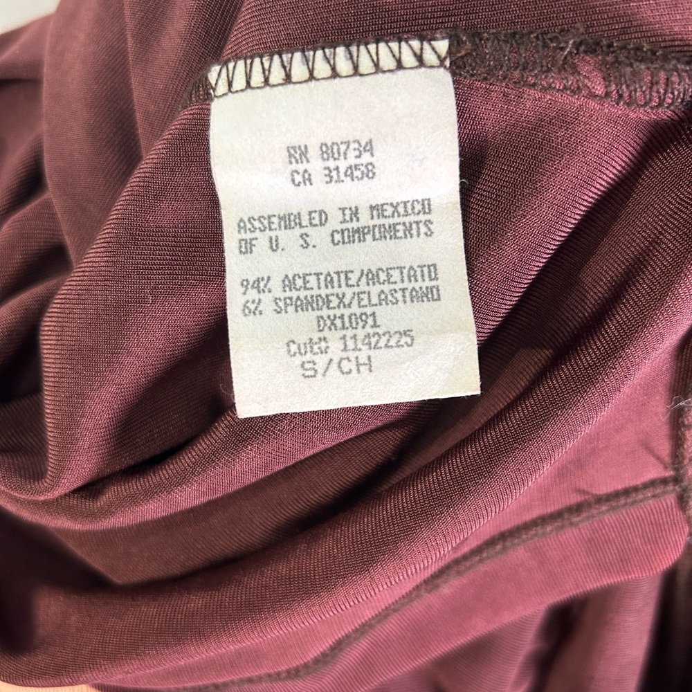 BCBG Max Azria Vintage Boatneck Chocolate Brown Slinky Top Size Small - Picture 12 of 13